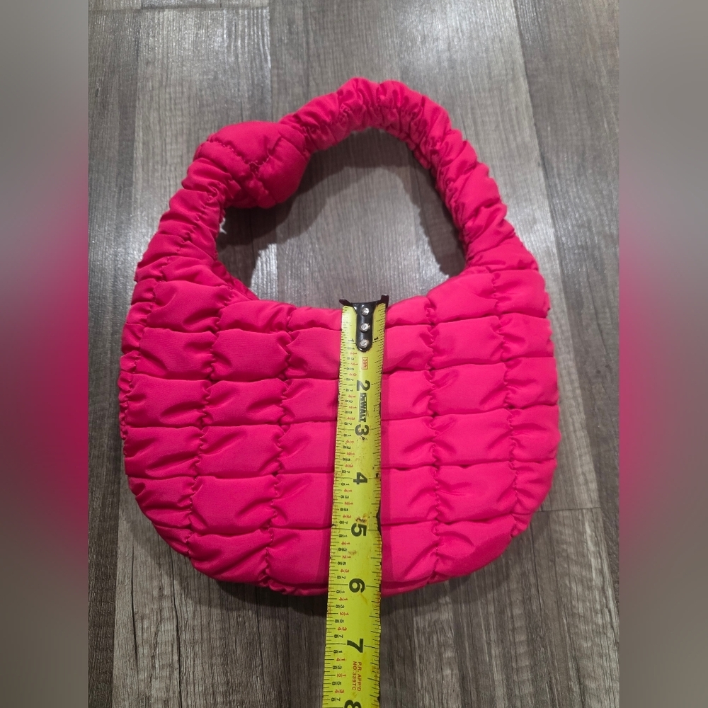 Urban Expressions Pink Wocen Nylon Bag Mini Lune Crescent Y2k Plush Purse UE - Picture 5 of 12